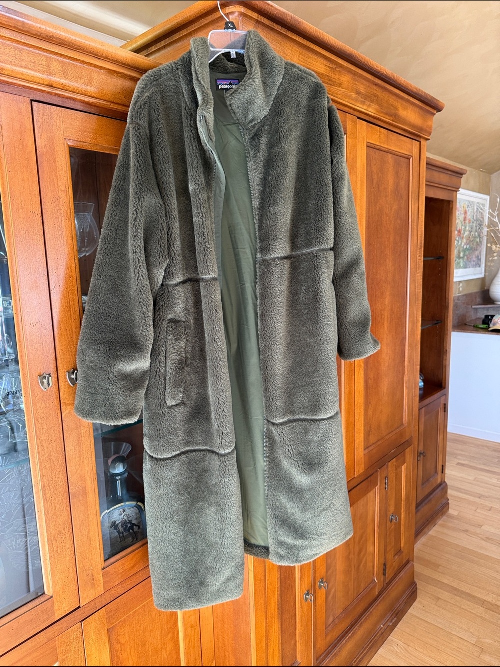 Patagonia Olive Green Teddy Fleece Coat